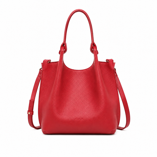 Pebbled Leather Crossbody Tote Bag
