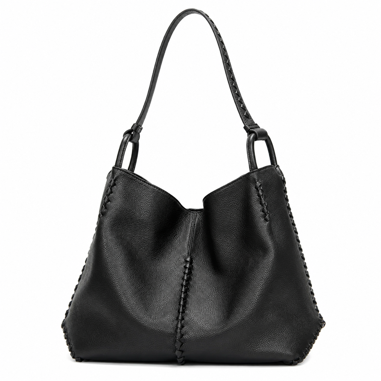 Woven Leather Shoulder Tote
